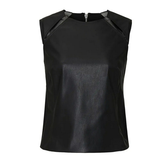 KF/KaufmanFranco Collective Faux Leather Cutout Top 4 TLC ITEM - Picture 2 of 9